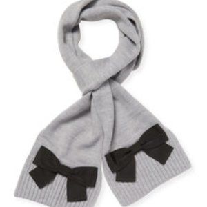 Kate Spade Grey Melage Scarf Muffler with Grosgrain Bow